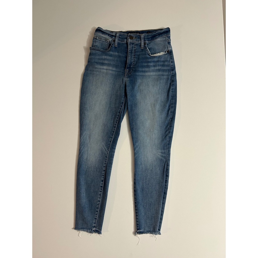 Lucky Brand High Rise Skinny Ankle Jeans Medium Wash Frayed Hem Size 8/29